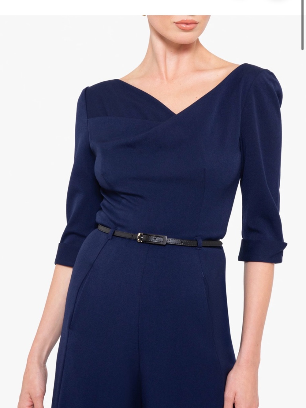 Black Halo Jackie-O 3/4 sleeve jumpsuit (navy, size 4) - Picture 4 of 16